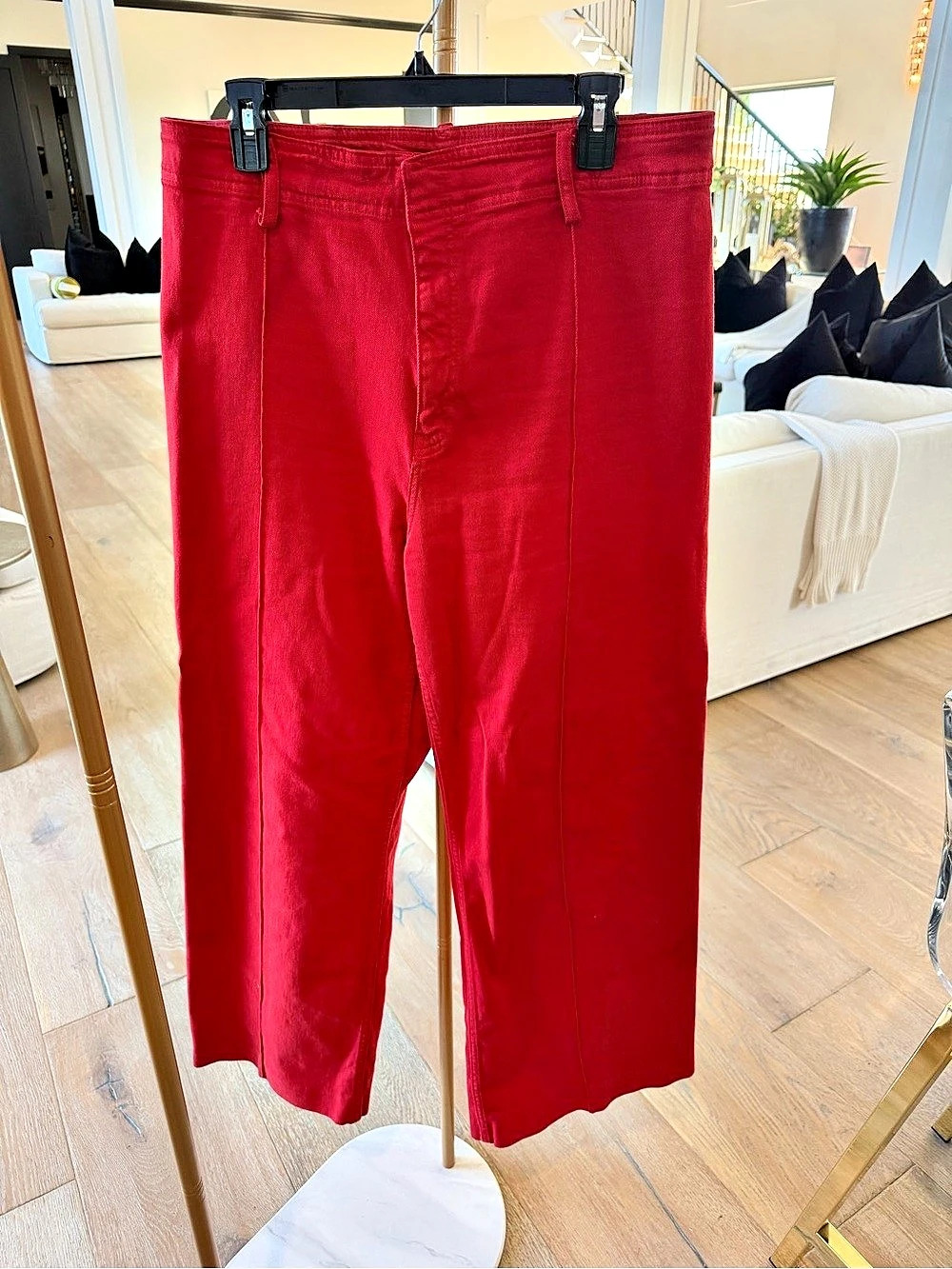 Zara Red Straight Leg Pants Size 14